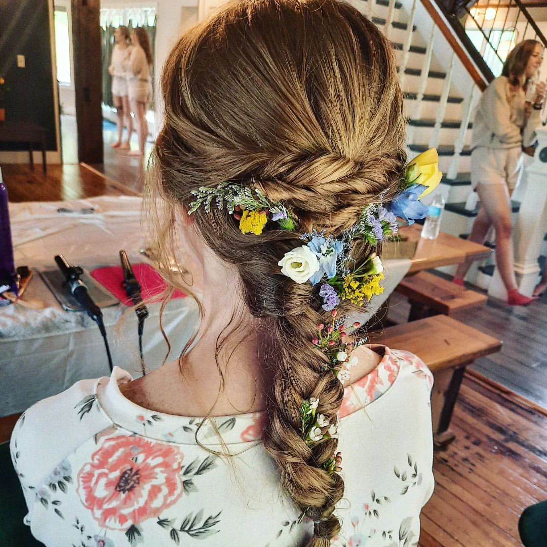 Flower Adorned Braids wedding | Beauty Birdie