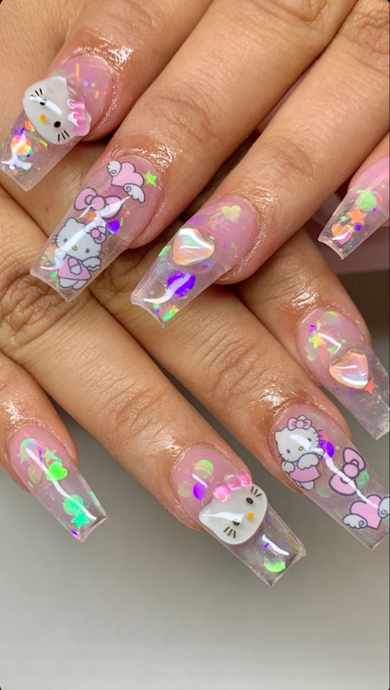 Hello Kitty Holo Nails | Beauty Birdie