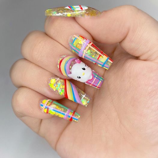 Hello Kitty Rainbow Nails | Beauty Birdie