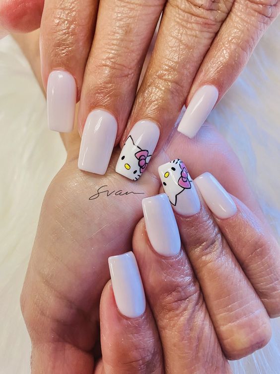 Simple Hello Kitty Nails | Beauty Birdie