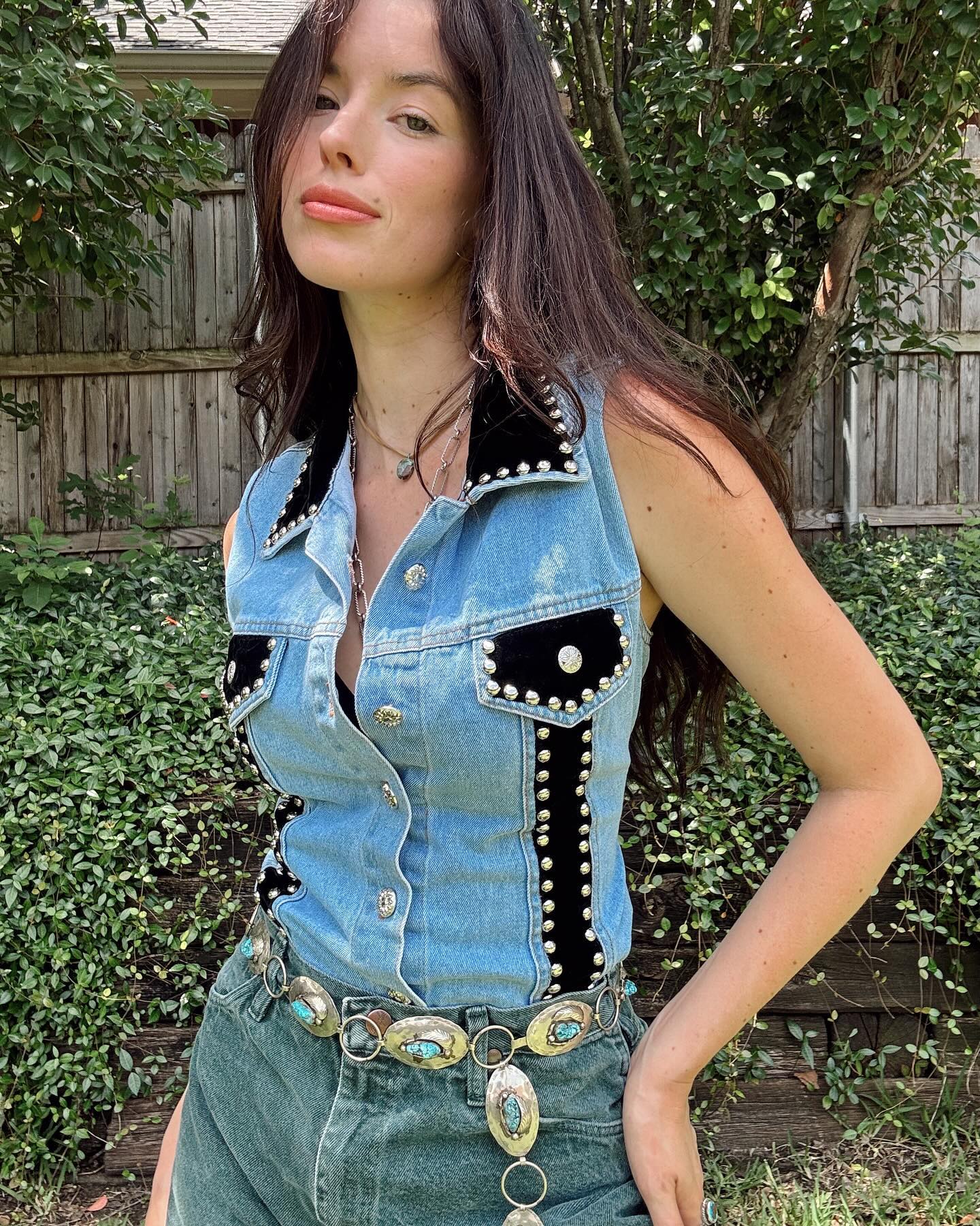 Studded Denim Vest | Beauty Birdie