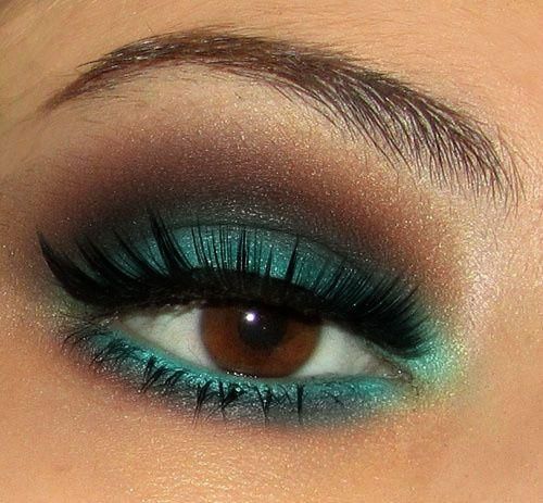 Teal makeup brown eyes | Beauty Birdie