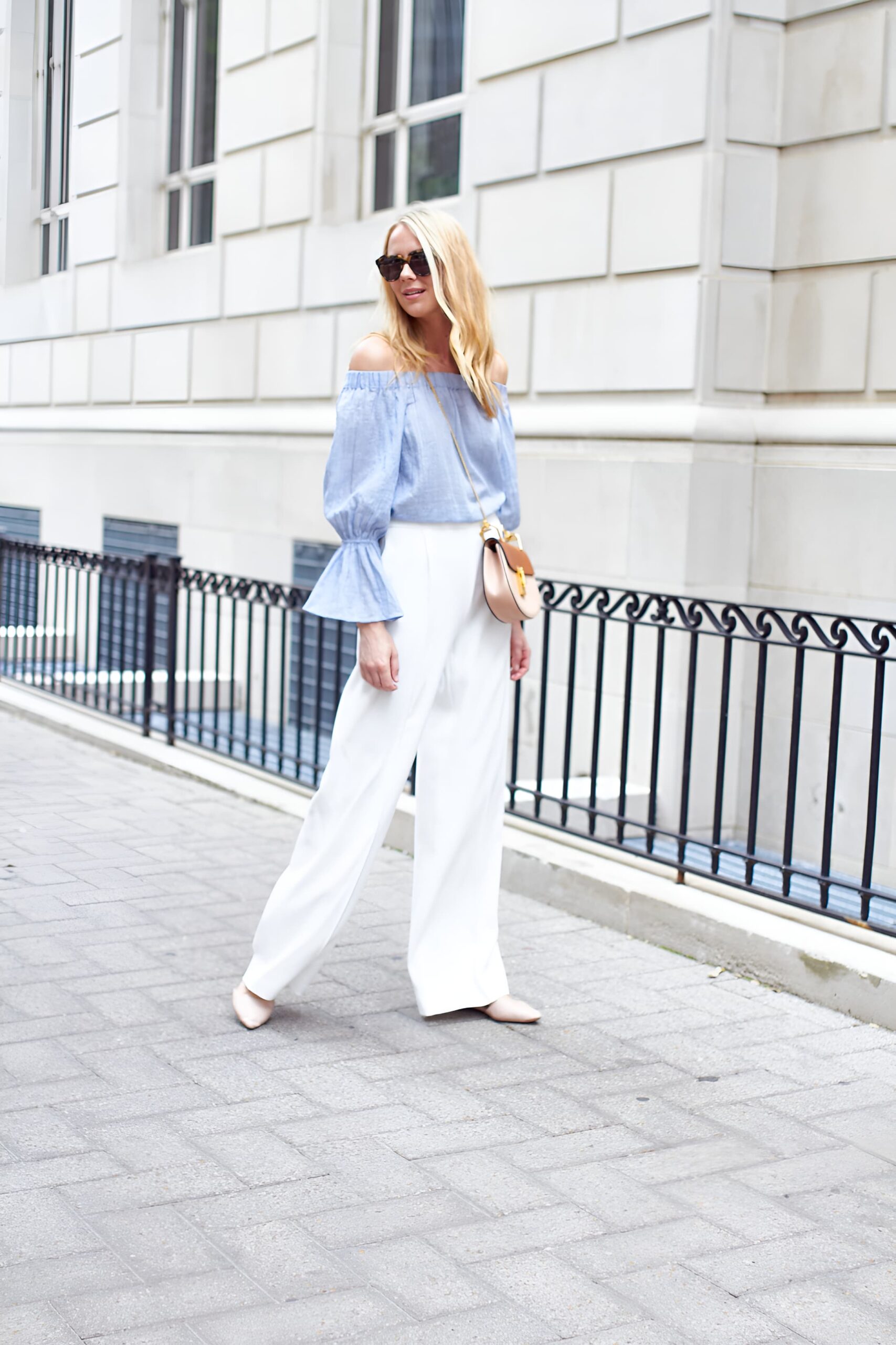 wide leg pants and off shoulder top scaled | Beauty Birdie